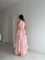 Ruffle Halter Maxi Dress